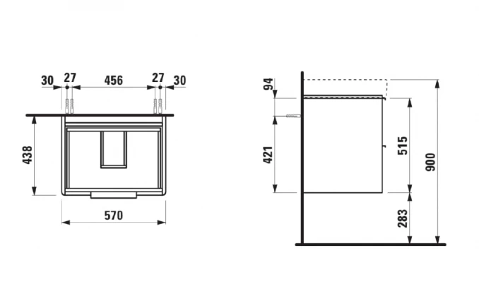 Ormarić LAUFEN BASE 60x44 sa 2 fioke Light Elm
