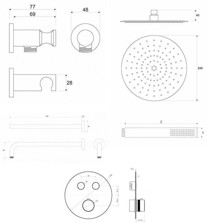 Termostatski set COPEN round hrom 1