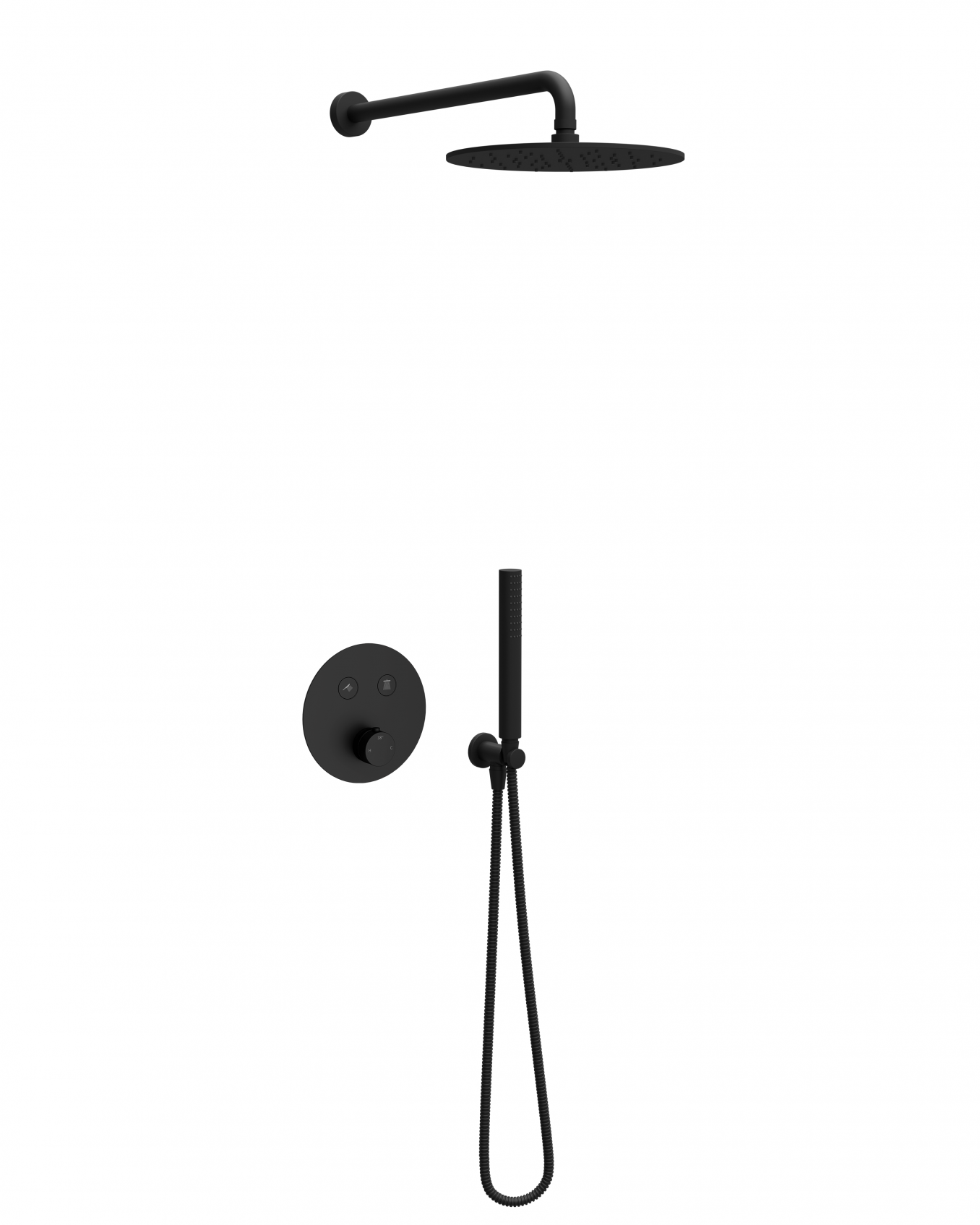 Termostatski set COPEN round matt black 1
