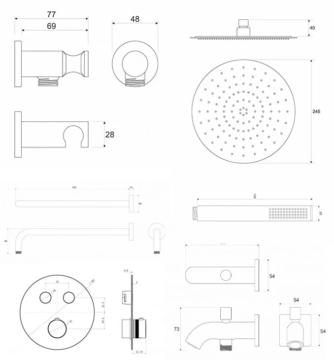 Termostatski set COPEN round hrom 2