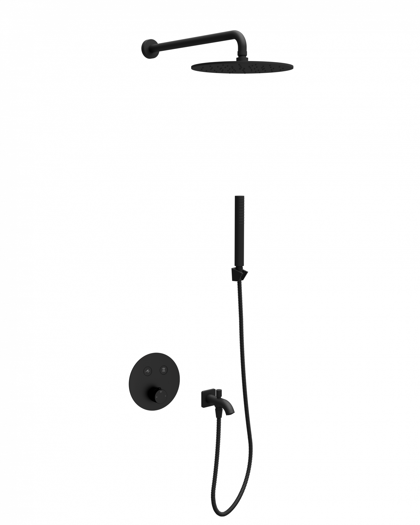 Termostatski set COPEN round matt black 2