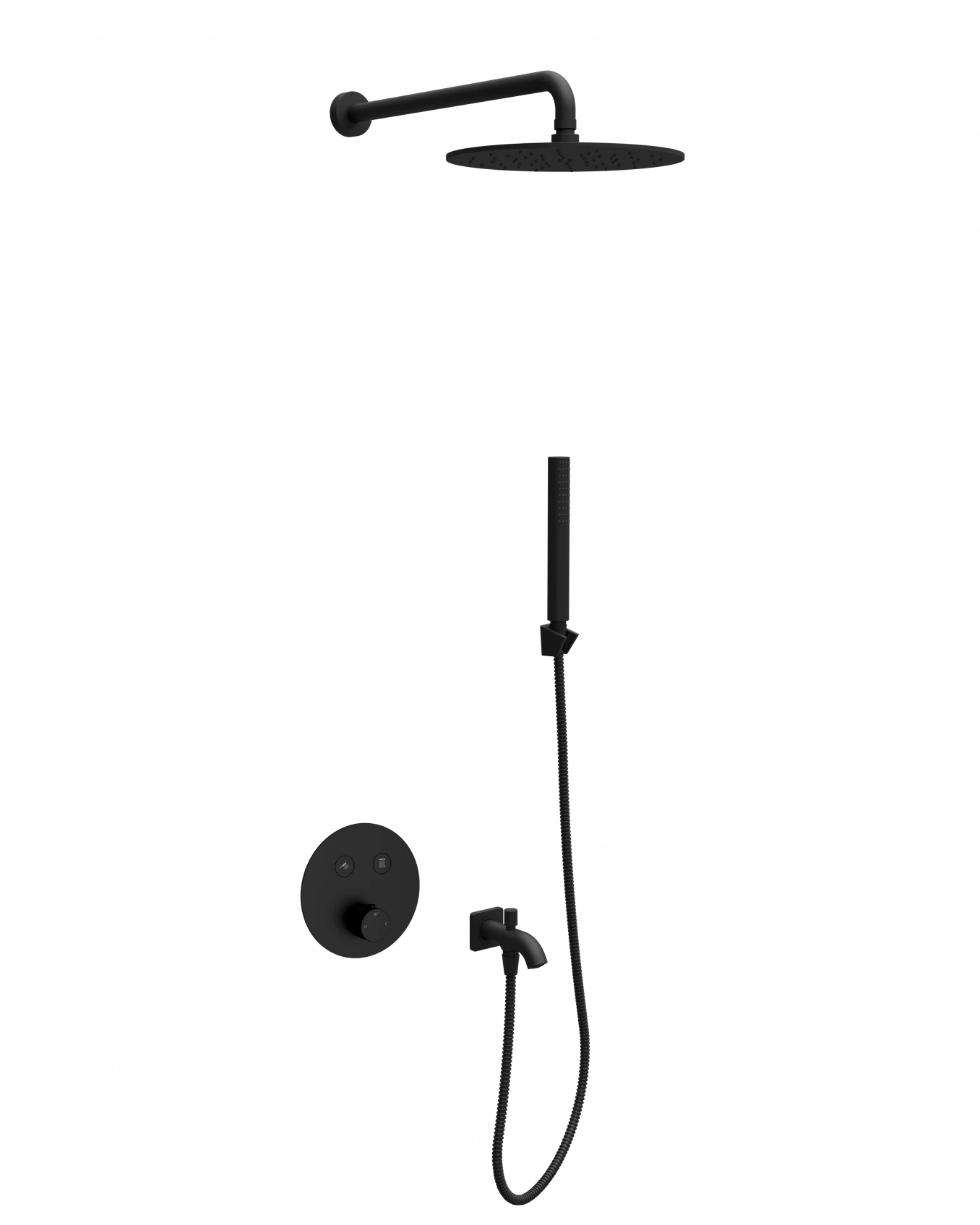 Termostatski set COPEN round matt black 2