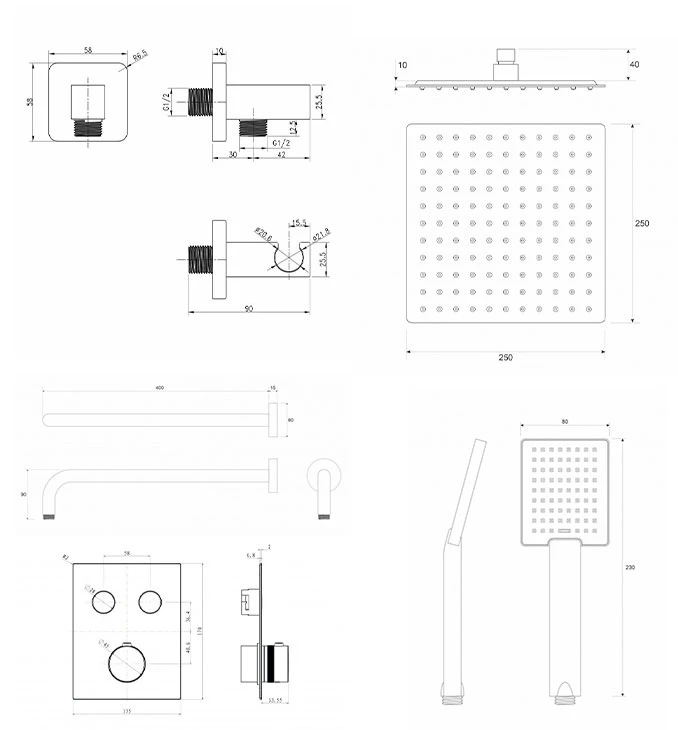 Termostatski set COPEN square hrom 1