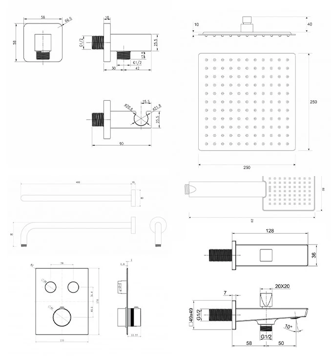 Termostatski set COPEN square hrom 2