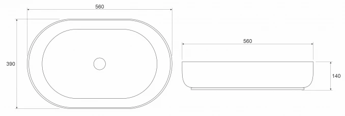Lavabo COPEN nadgradni 560x390x140 matt white