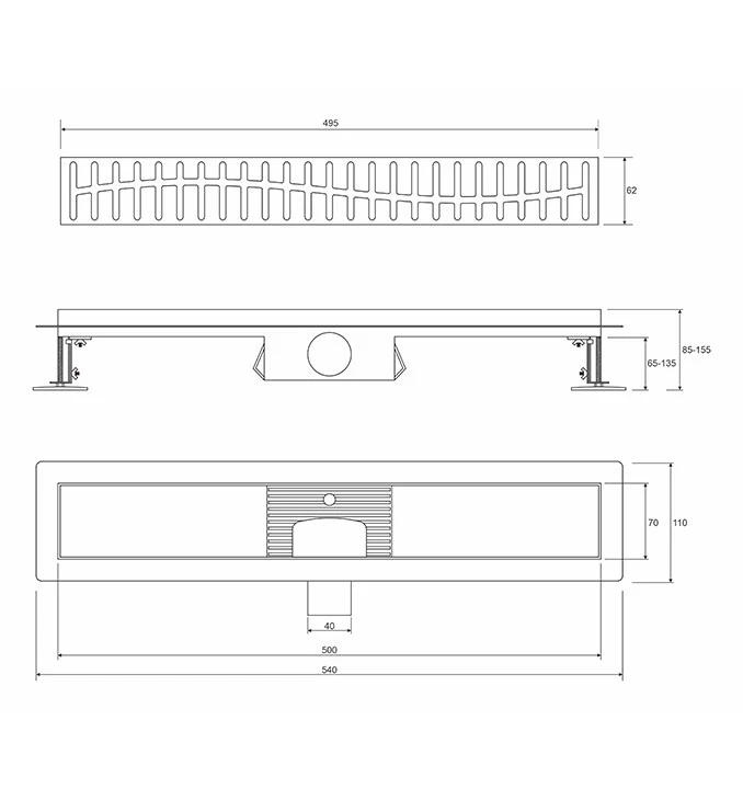 Tuš kanalica PROFIL M WAVE 500 teflon black