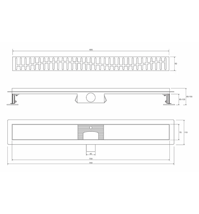 Tuš kanalica PROFIL M WAVE 700 teflon black