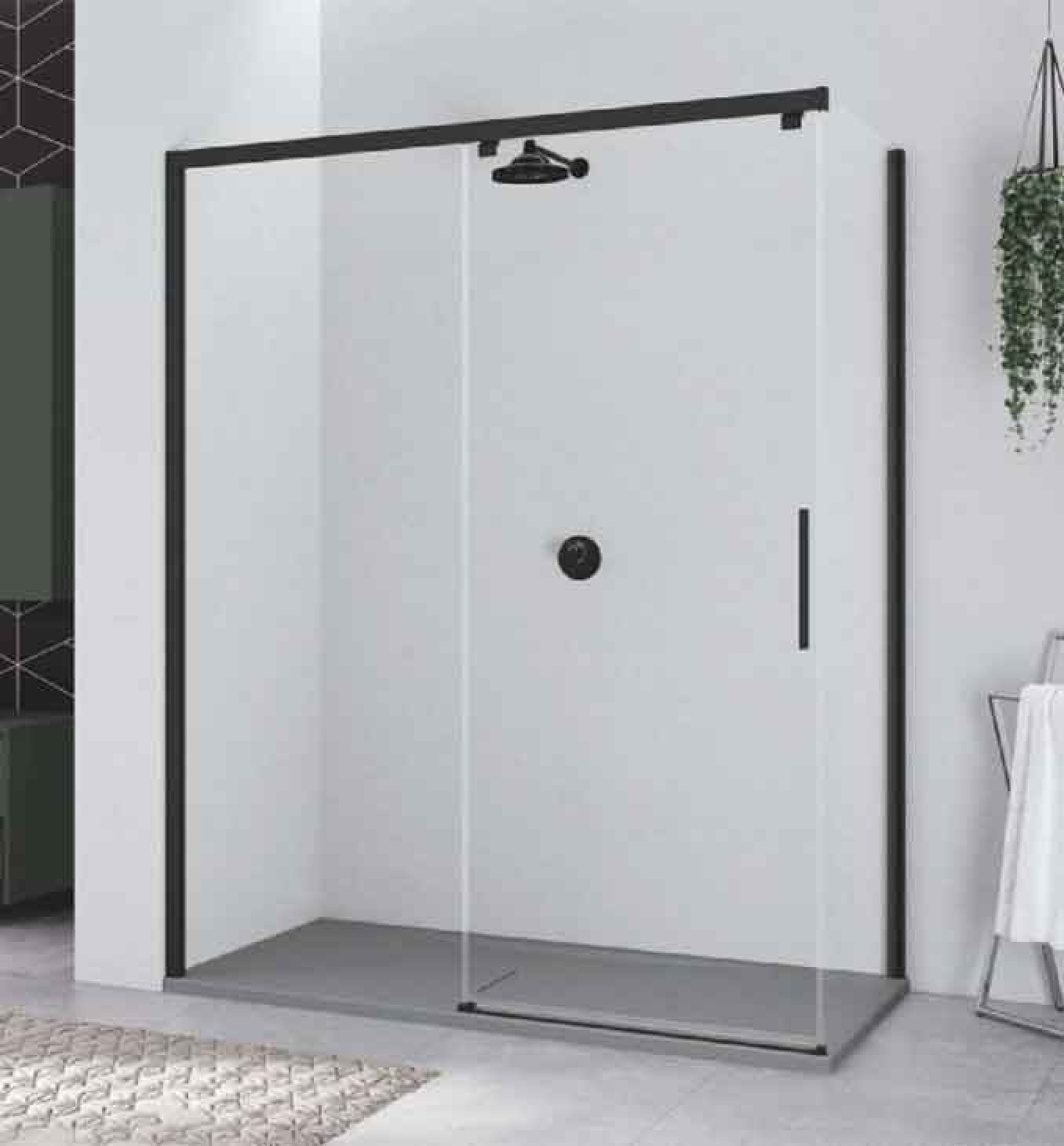 Tuš kabina NOVELLINI  KUADRA 2.0  120x80 black mat leva