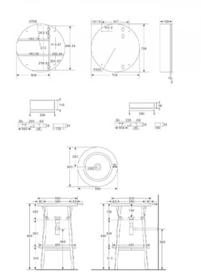 Lavabo COPEN sa postoljem i policom 500x500x825 matt white