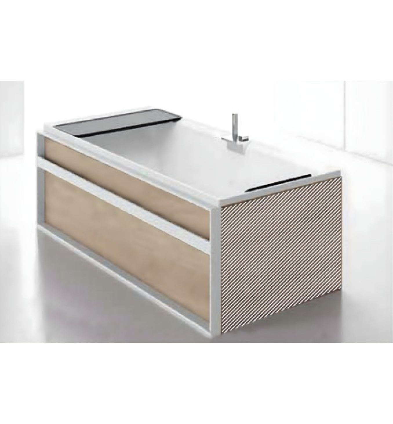 DIVINA hidromas. kada 180x80 HYDRO PLUS+panel sa metal belim ramom wood grain