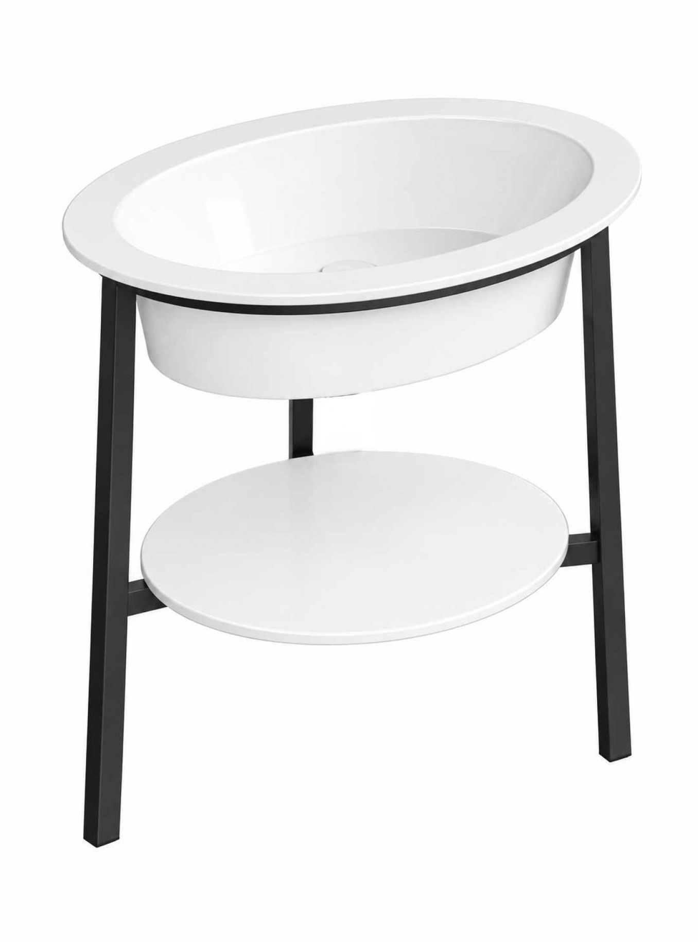 Lavabo COPEN sa postoljem i policom 700x500x825 i otvorom za slavinu matt white