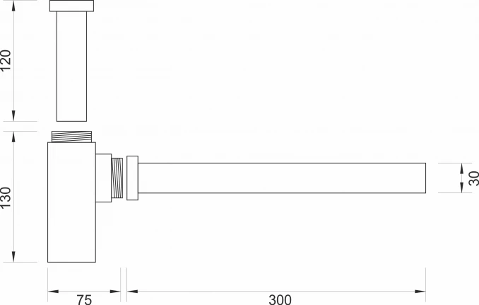 Sifon za lavabo MINOTTI 5/4 četvrtasti LUX