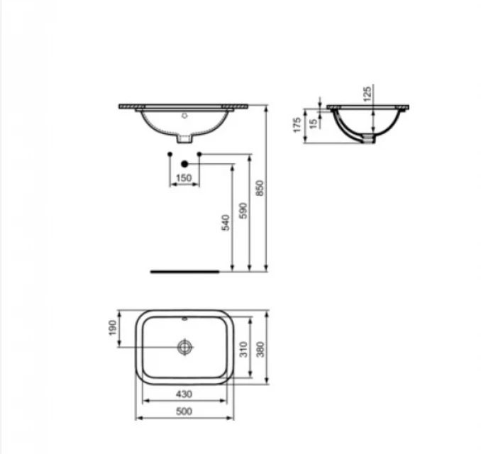 Lavabo podgradni IDEAL STANDARD CONNECT 50x38