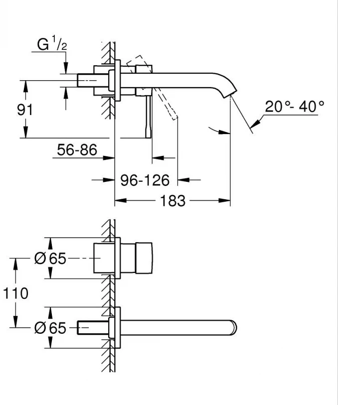 Maska ugradne baterije za lavabo GROHE ESSENCE M