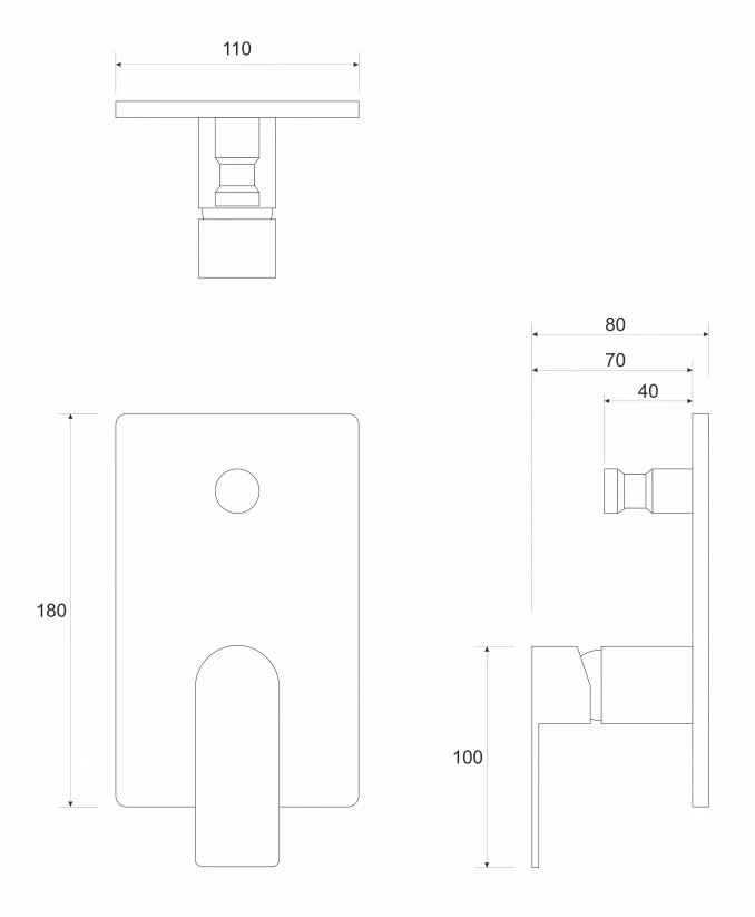 Ugradna baterija sa prebacivačem COPEN NOOK gunmetal