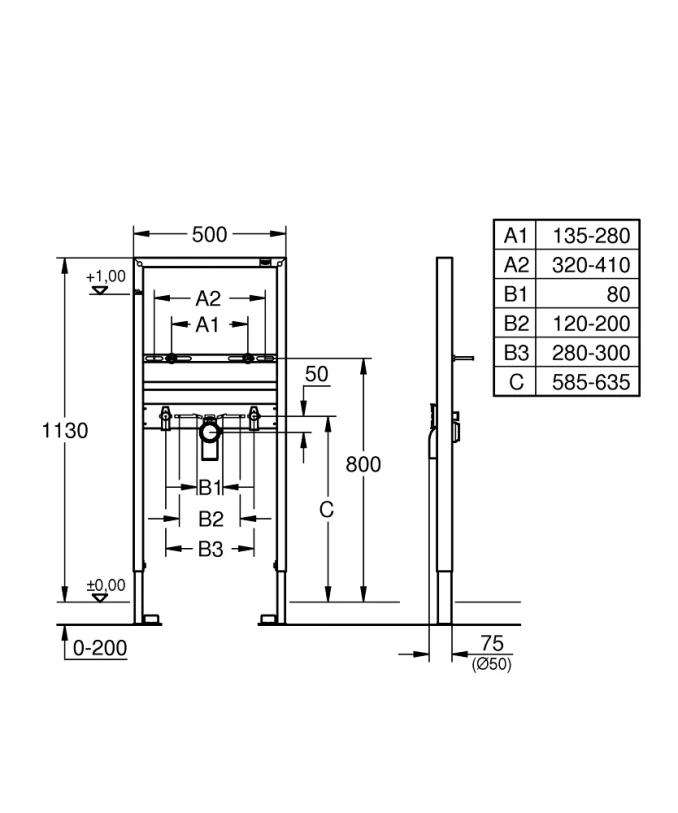 Ugradna konzola za lavabo GROHE RAPID SL