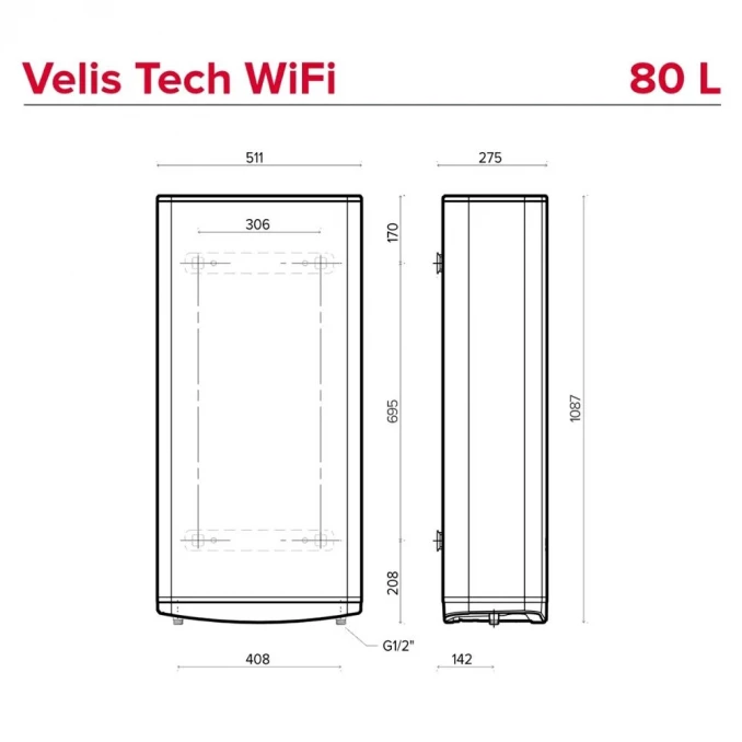 Bojler ARISTON VELIS 80l TECH WI-FI