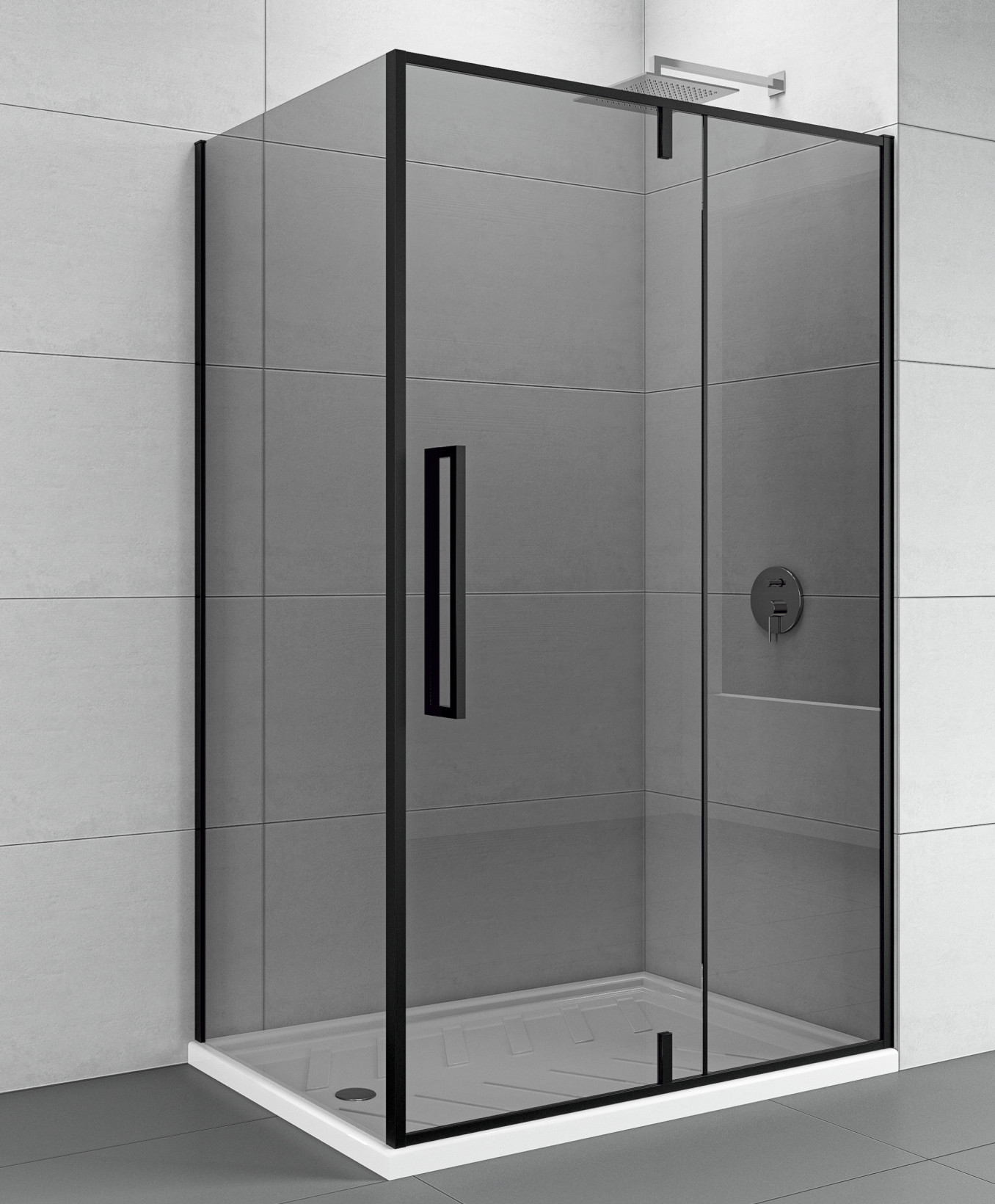 Tuš kabina COPEN ABSOLUT BLACK 120x800x200cm dark staklo 6mm sa pivot vratima crni mat ram