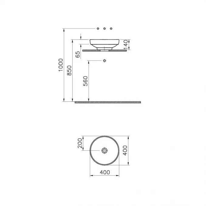 Lavabo nadgradni VITRA WATER JEWELS fi40cm bakarni