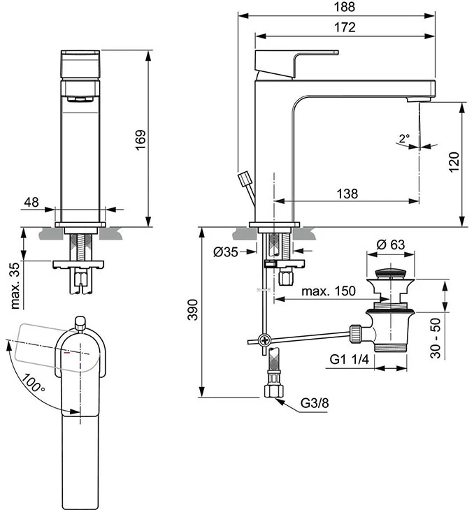 Ugradna baterija sa prebacivačem IDEAL STANDARD IDEALRANGE 2.0 komplet