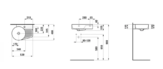 Lavabo Laufen VAL 53x40 asimetričan