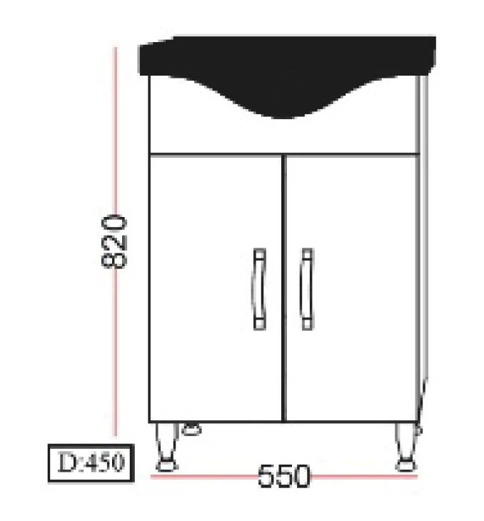 Toaletni ormarić UNILINE MODA 550 sa lavaboom