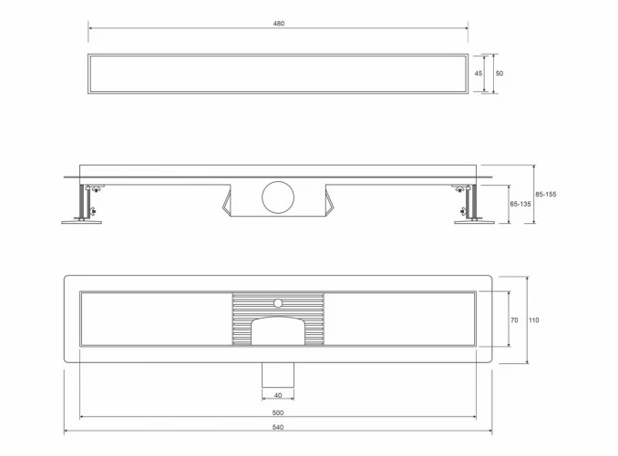 Tuš kanalica PROFIL M ROCK 500 brushed za ispunu keramike