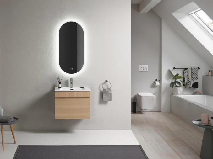 Toaletni ormarić UNILINE LUMA 600BRW sa lavaboom, soft close fioka