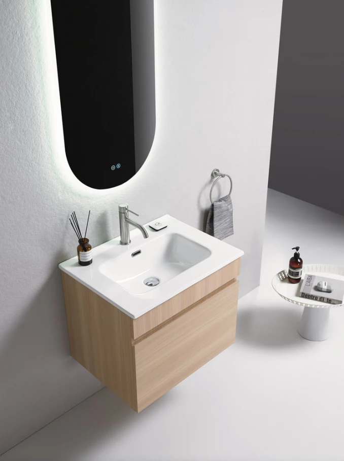 Toaletni ormarić UNILINE LUMA 600BRW sa lavaboom, soft close fioka