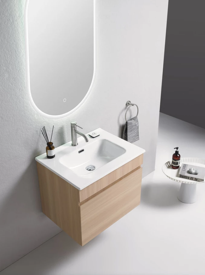 Toaletni ormarić UNILINE LUMA 600BRW sa lavaboom, soft close fioka