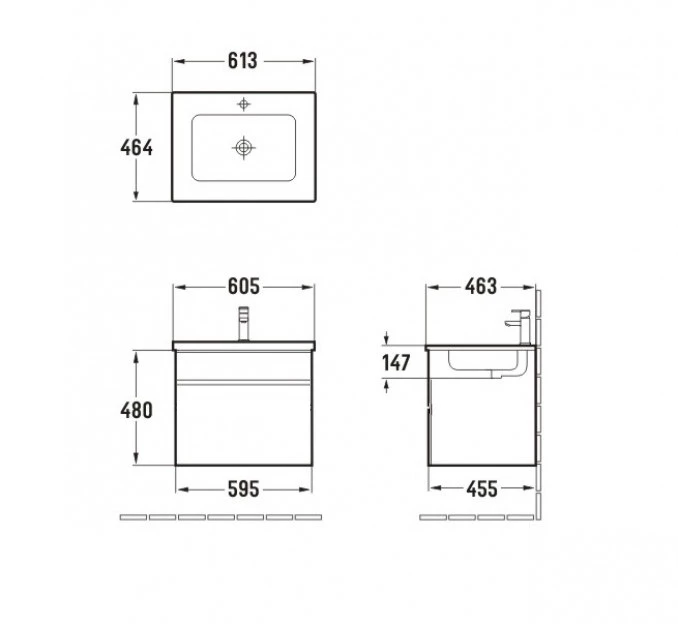 Toaletni ormarić UNILINE LUMA 600BRW sa lavaboom, soft close fioka
