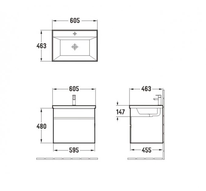 Toaletni ormarić UNILINE LUMA 601BRW sa lavaboom, soft close fioka