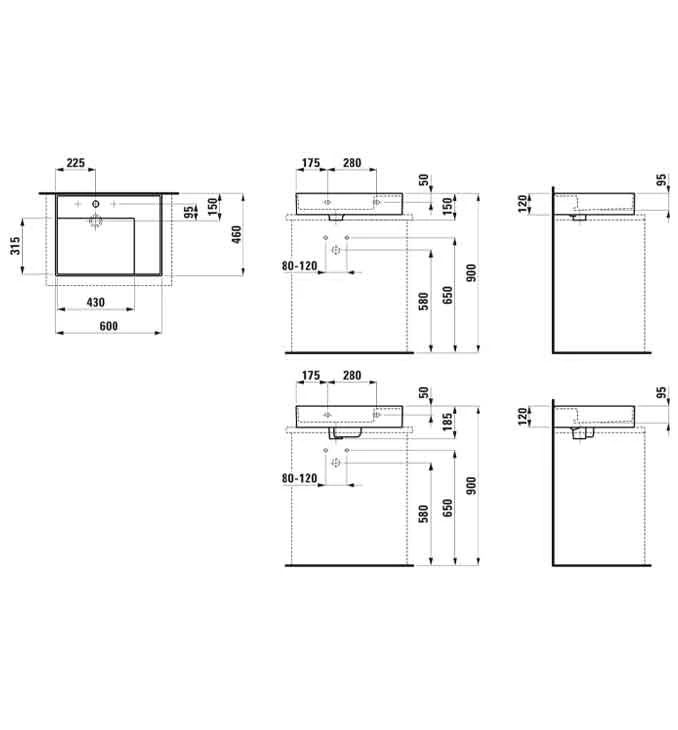 Lavabo LAUFEN KARTELL 60x46 levi