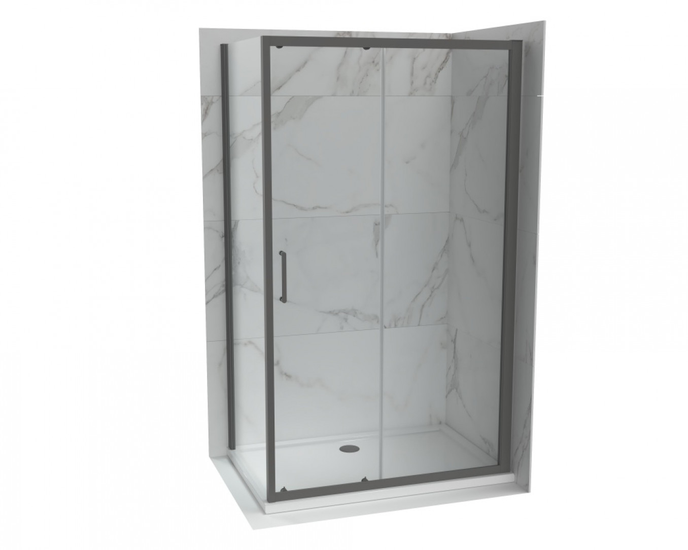 Tuš kabina ATLAS PRO 1000x800 gunmetal. staklo 6mm providno