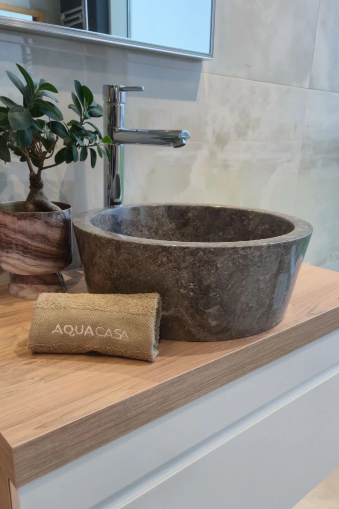 Lavabo nadgradni MINOTTI ODELISSE grey fi400x150 mermerni