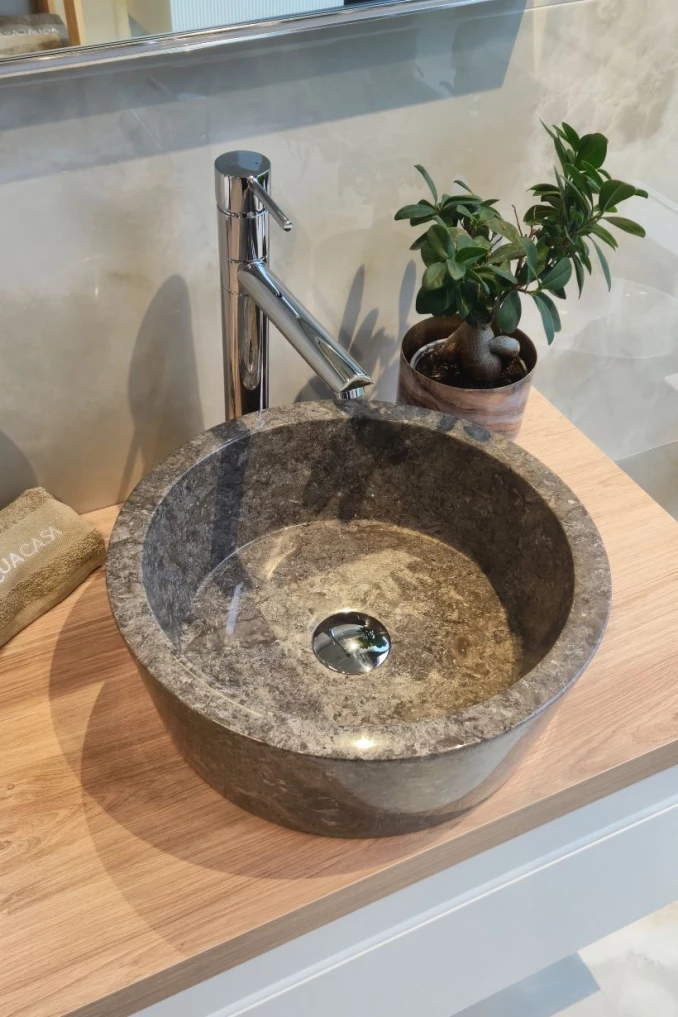 Lavabo nadgradni MINOTTI ODELISSE grey fi400x150 mermerni