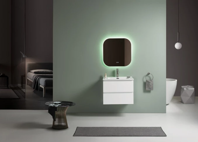 Toaletni ormarić UNILINE LUMA 600 sa lavaboom. soft close dve fioke 613x464x480