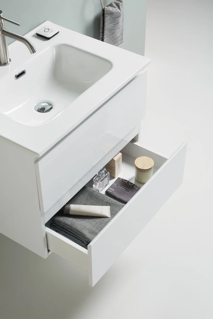 Toaletni ormarić UNILINE LUMA 600 sa lavaboom. soft close dve fioke 613x464x480