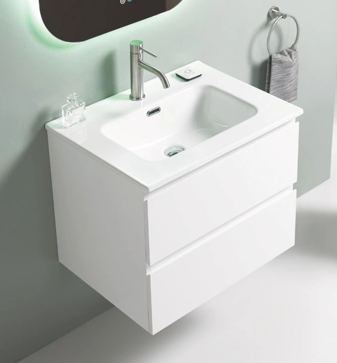 Toaletni ormarić UNILINE LUMA 600 sa lavaboom. soft close dve fioke 613x464x480