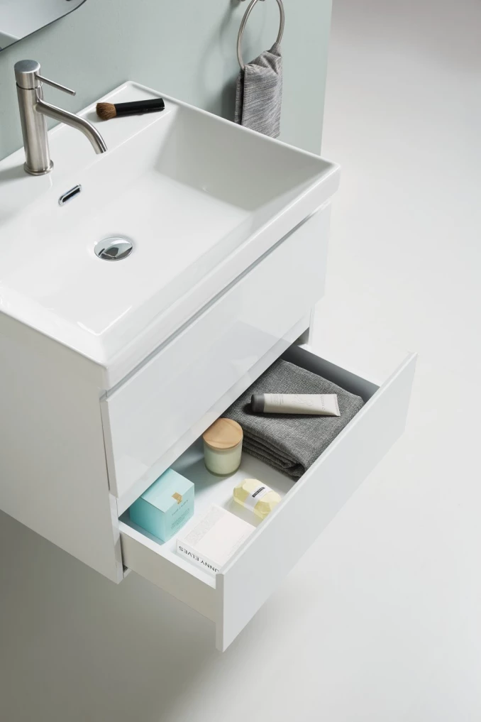 Toaletni ormarić UNILINE LUMA 600 sa lavaboom. soft close dve fioke 605x463x480