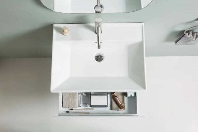 Toaletni ormarić UNILINE LUMA 600 sa lavaboom. soft close dve fioke 605x463x480