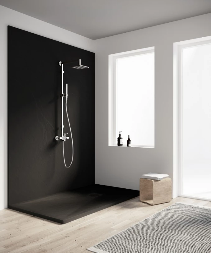 Tuš kadica COPEN SLATE BLACK 1000x900x25 sa S/S black rešetkom
