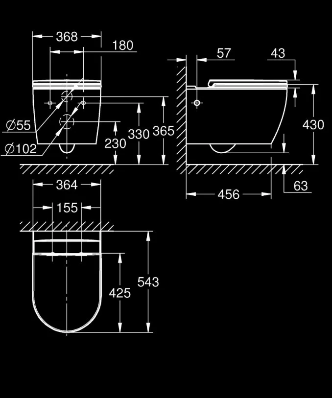 Konzolna šolja GROHE BAU CERAMIC rimless sa slim softclose daskom