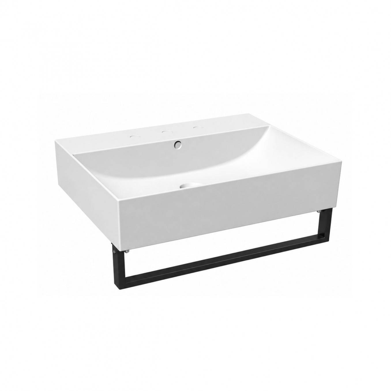Lavabo HATRIA BAHIA_13 600X465 sa crnim prednjim držačem peškira