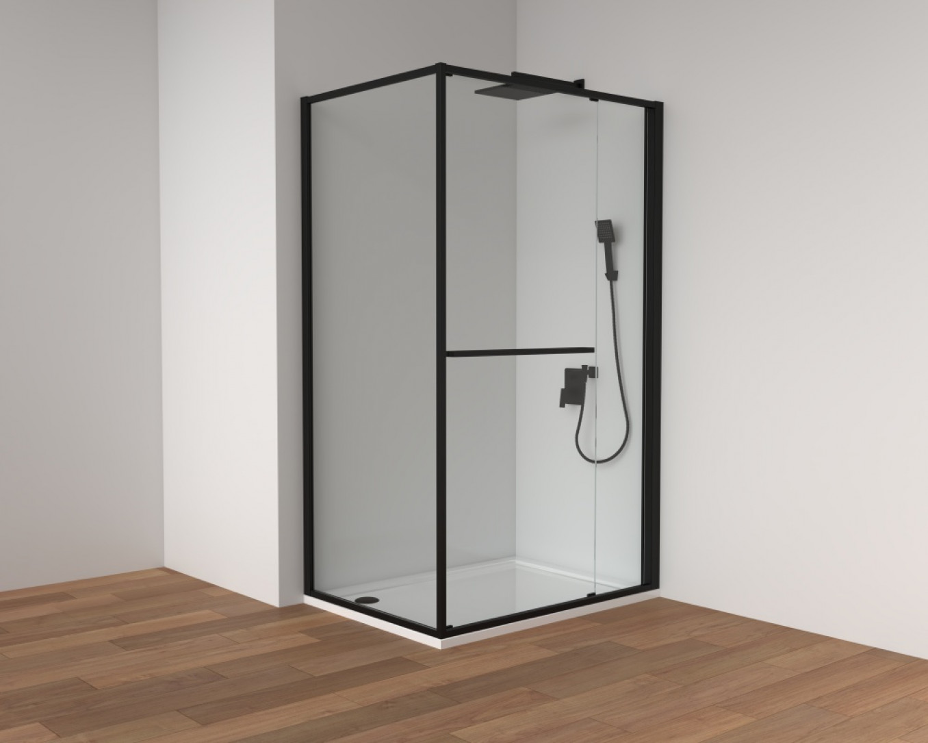 Tuš kabina COPEN ATLAS PRO 1V 1000x900x2000 matt black. staklo 6mm providno