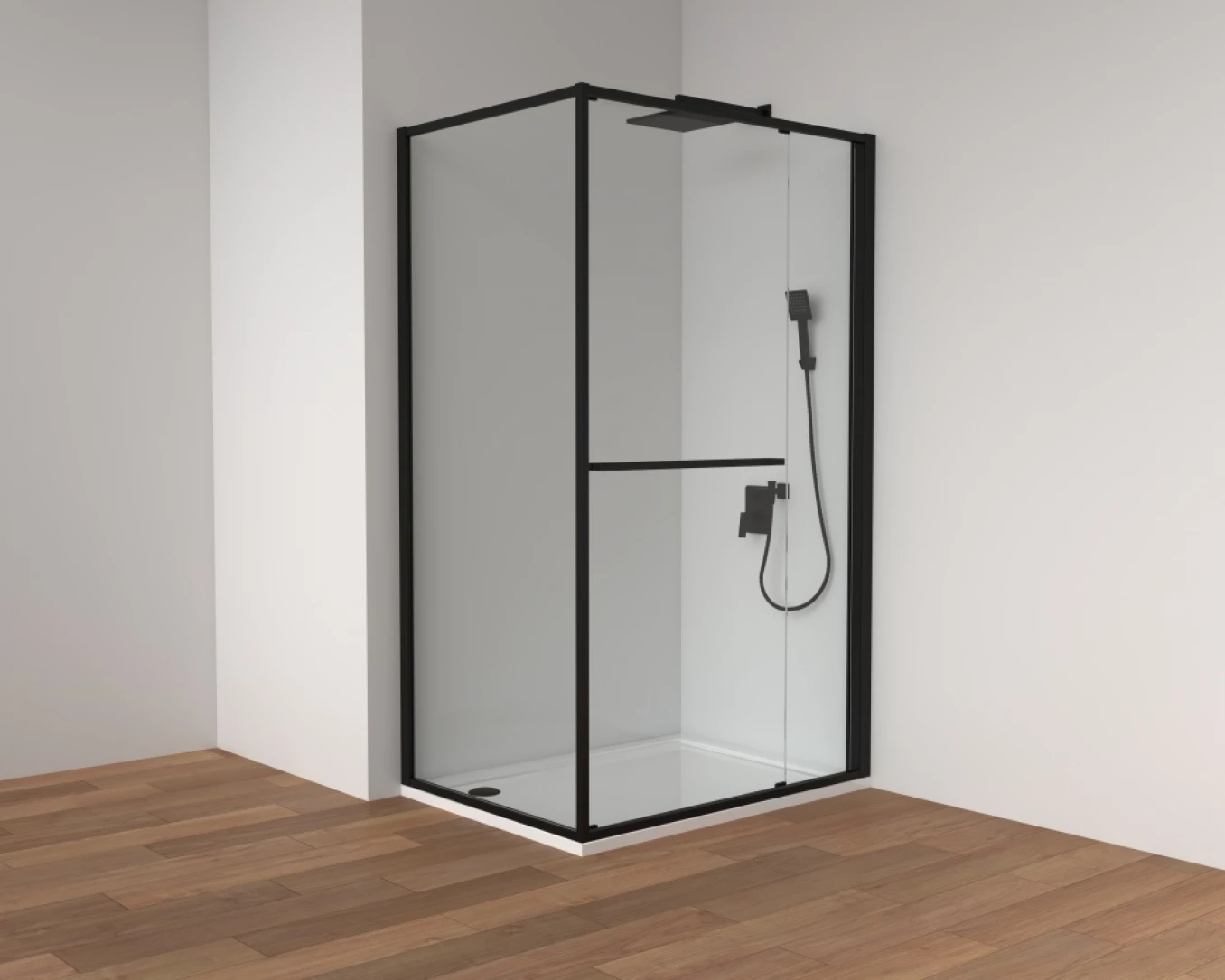 Tuš kabina COPEN ATLAS PRO 1V 1200x900x2000 matt black. staklo 6mm providno