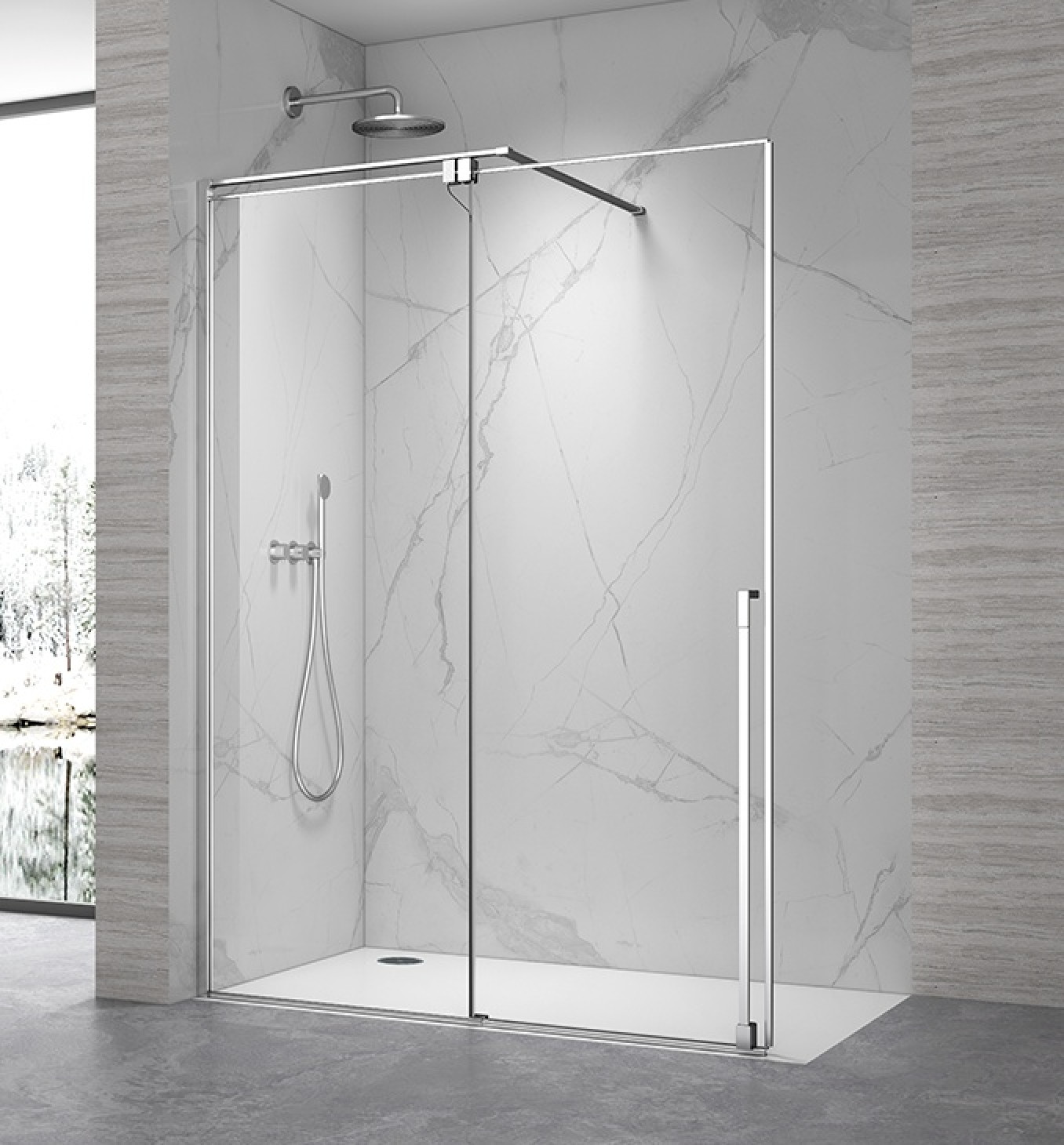 Walk-in COPEN OMEGA 800-1400x2100 chrome staklo 8mm