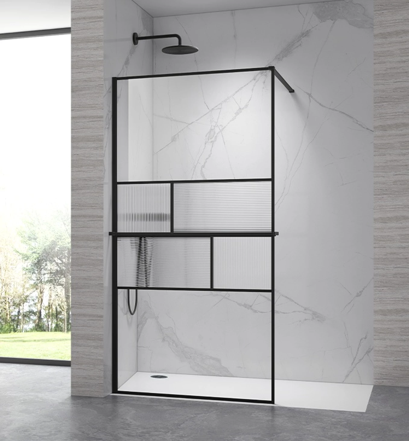 Walk-in COPEN ARTE 1000x2100 matt black. staklo 8mm