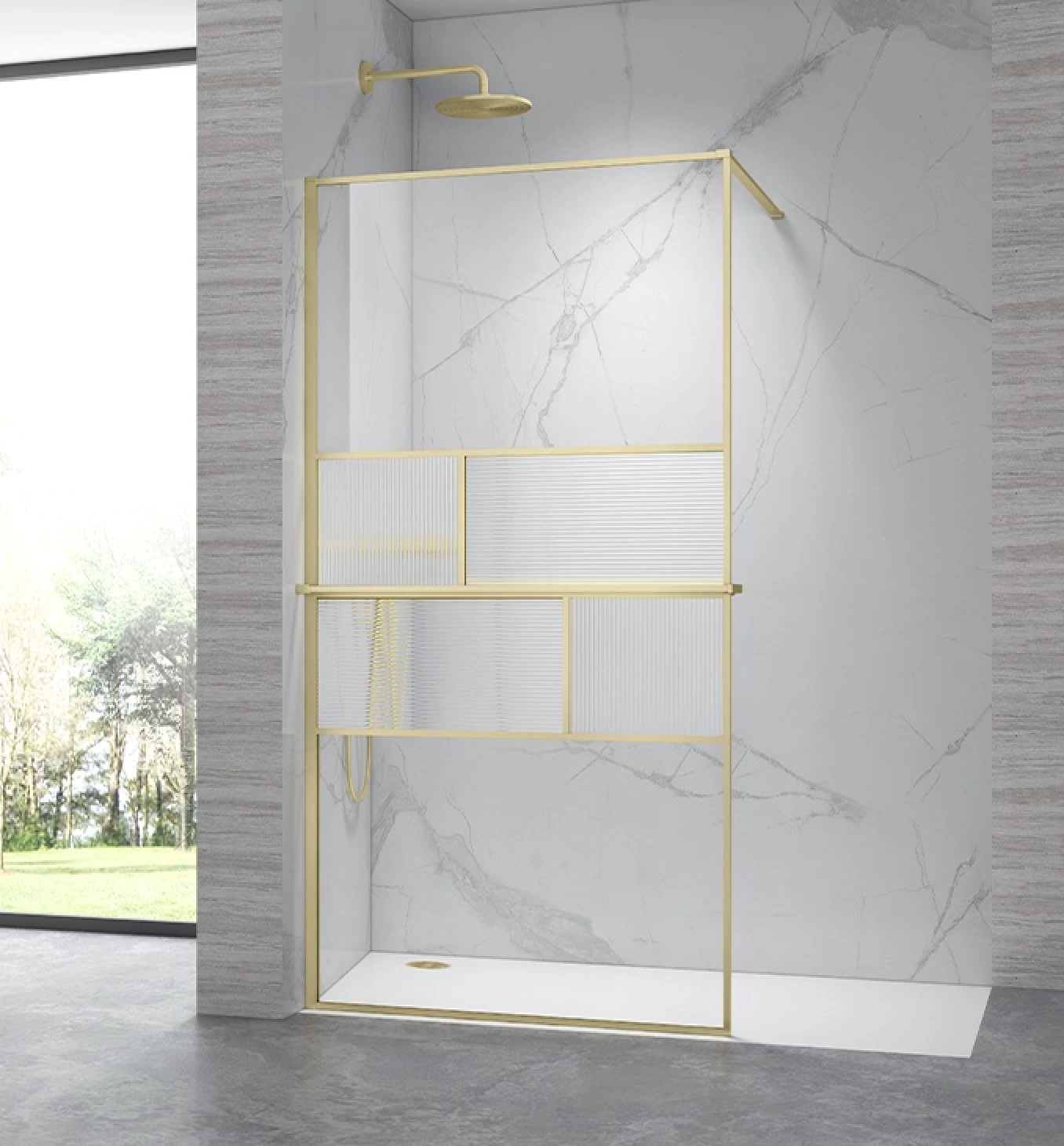 Walk-in COPEN ARTE 900x2100 brushed gold. staklo 8mm
