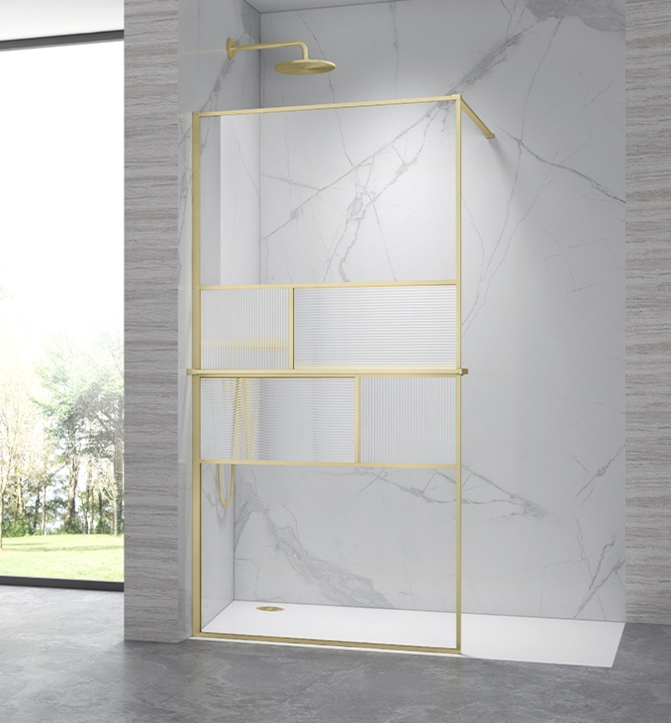 Walk-in COPEN ARTE 1000x2100 brushed gold. staklo 8mm